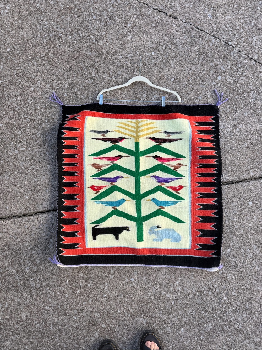 Handwoven Multicolor Tree of Life Wall Hanging Rug